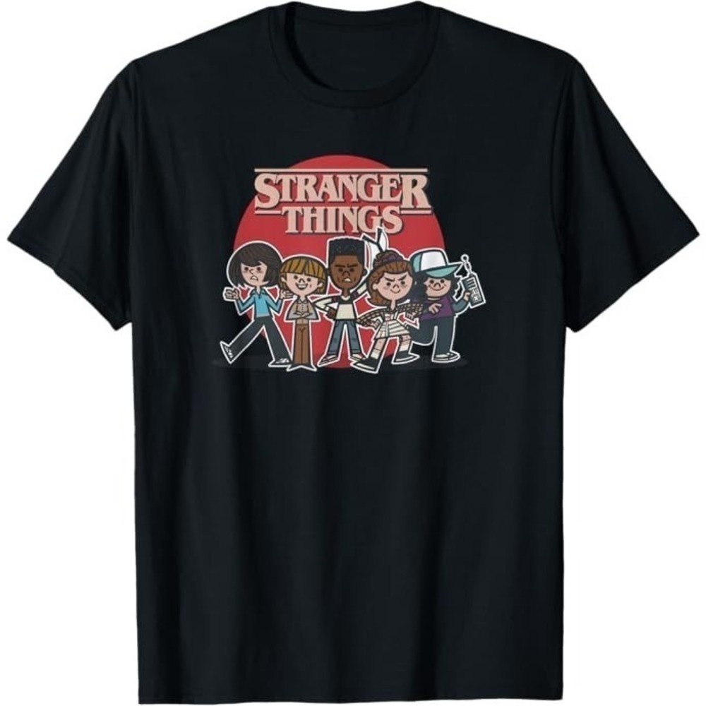 Stranger Things Group Shot Comic Lineup Graphic Netflix T-Shirt